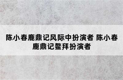 陈小春鹿鼎记风际中扮演者 陈小春鹿鼎记鳌拜扮演者